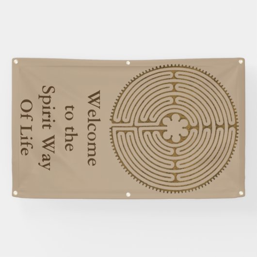 Chartres Labyrinth antiek stijl + uw ideeën Spandoek (Horizontaal)