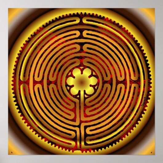 Chartres Labyrinth Fire Sun Print (Voorkant)