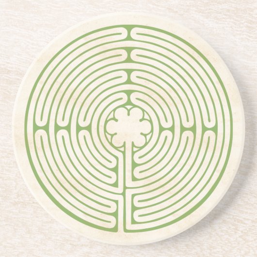 Chartres Labyrinth Green Zandsteen Onderzetter (Voorkant)