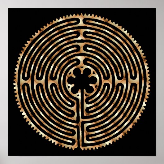 Chartres Labyrinth Pearl Dark Paths Print (Voorkant)