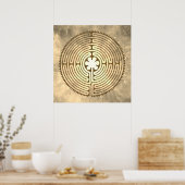 Chartres Labyrinth - Spiritual Symbol Antique 1 Poster (Keuken)