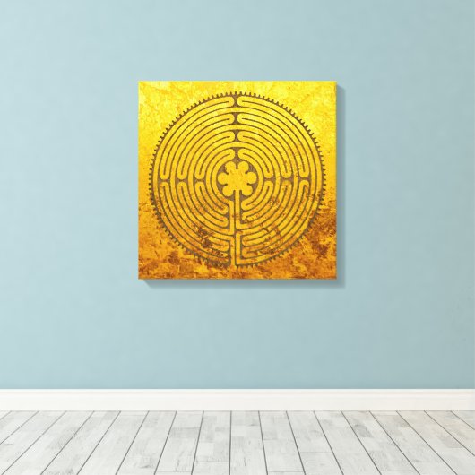 Chartres Labyrinth - Spiritueel symbool Antiek 1 Canvas Afdruk (Insitu (Houten vloer))