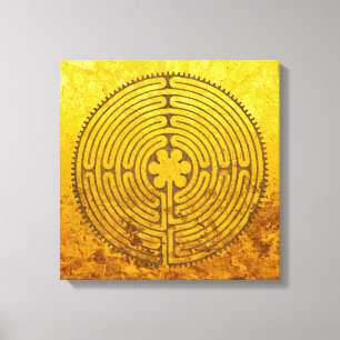 Chartres Labyrinth - Spiritueel symbool Antiek 1 Canvas Afdruk
