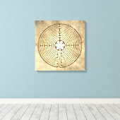 Chartres Labyrinth - Spiritueel symbool Antiek 1 Canvas Afdruk (Insitu (Houten vloer))