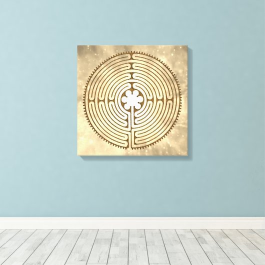 Chartres Labyrinth - Spiritueel symbool Antiek 1 Canvas Afdruk (Insitu (Houten vloer))