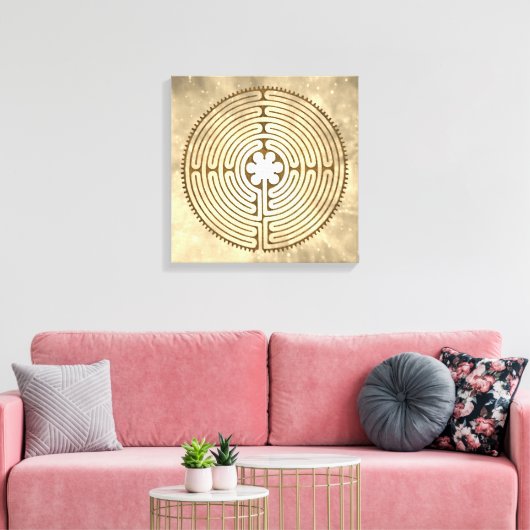 Chartres Labyrinth - Spiritueel symbool Antiek 1 Canvas Afdruk (Insitu (Woonkamer))