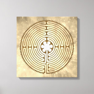 Chartres Labyrinth - Spiritueel symbool Antiek 1 Canvas Afdruk