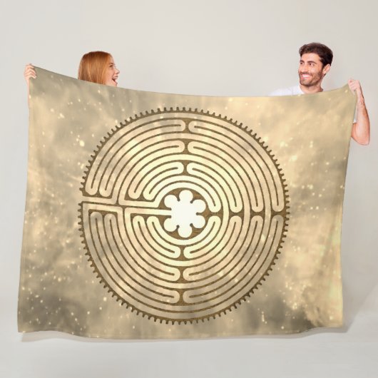 Chartres Labyrinth - Spiritueel symbool Antiek 1 Fleece Deken (In situ)