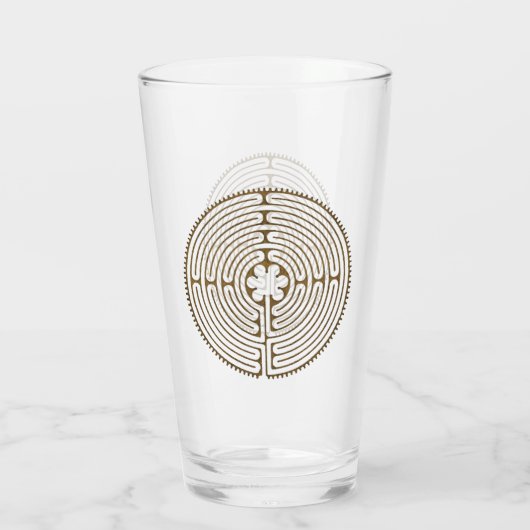 Chartres Labyrinth - Spiritueel symbool Antiek 1 Glas (Achterkant)