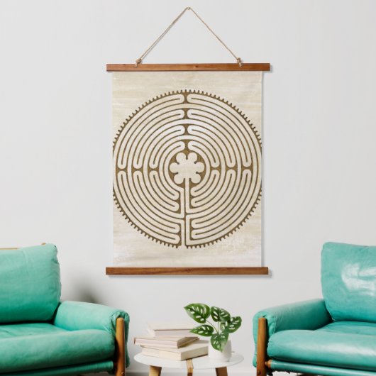 Chartres Labyrinth - Spiritueel symbool Antiek 1 Hangend Wandkleed (Woonkamer)
