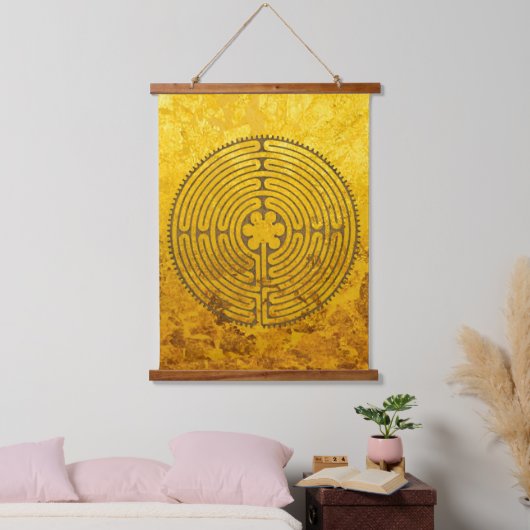 Chartres Labyrinth - Spiritueel symbool Antiek 1 Hangend Wandkleed (Slaapkamer)