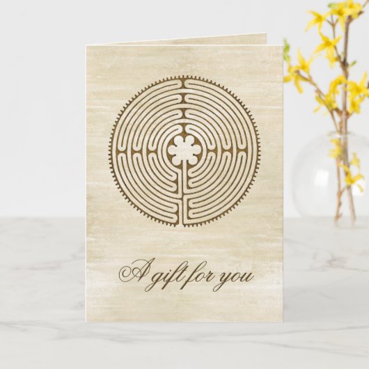 Chartres Labyrinth - Spiritueel symbool Antiek 1 Kaart (Gele Bloem)