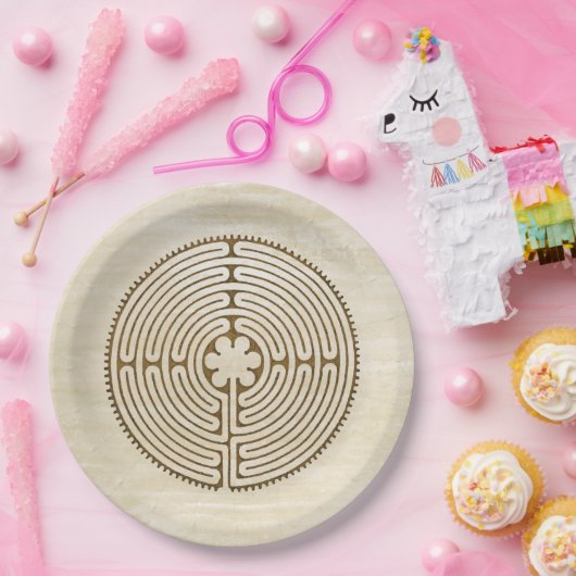 Chartres Labyrinth - Spiritueel symbool Antiek 1 Papieren Bordje (Feest)