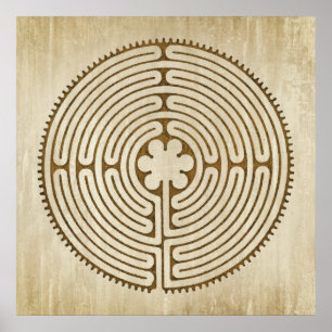 Chartres Labyrinth - Spiritueel symbool Antiek 1 Poster