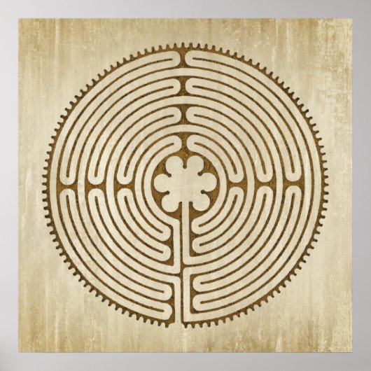 Chartres Labyrinth - Spiritueel symbool Antiek 1 Poster (Voorkant)