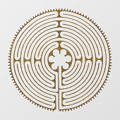 Chartres Labyrinth - Spiritueel symbool Antiek 1 Raamsticker (Vel)