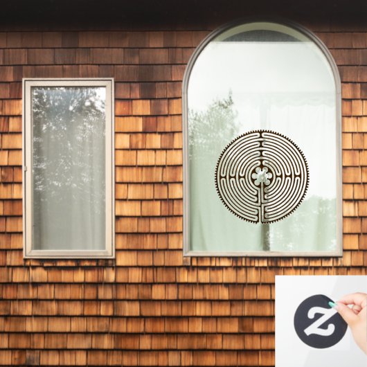 Chartres Labyrinth - Spiritueel symbool Antiek 1 Raamsticker (Huis Raam)