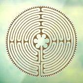 Chartres Labyrinth - Spiritueel symbool Antiek 1 Raamsticker (Vel 3)