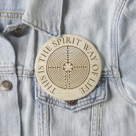 Chartres Labyrinth - Spiritueel symbool Antiek 1 Ronde Button 4,0 Cm (In situ)