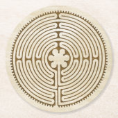 Chartres Labyrinth - Spiritueel symbool Antiek 1 Ronde Kartonnen Onderzetter (Voorkant)