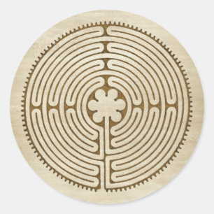 Chartres Labyrinth - Spiritueel symbool Antiek 1 Ronde Sticker