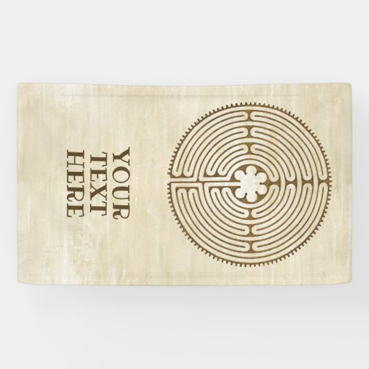 Chartres Labyrinth - Spiritueel symbool Antiek 1 Spandoek (Horizontaal)