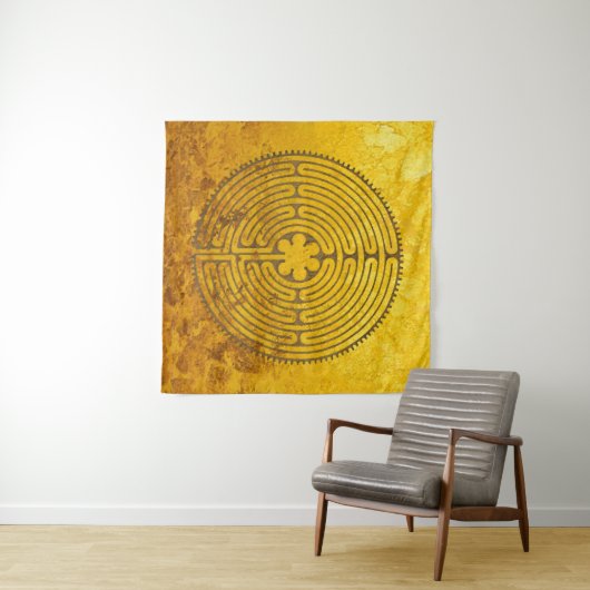Chartres Labyrinth - Spiritueel symbool Antiek 1 Wandkleed (In Situ (horizontaal))