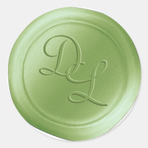 Chartreuse 2 Letter Monogram Wax Seal Stickers