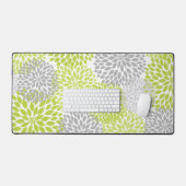 Chartreuse and Gray Dahlia Floral Bureaumat (Keyboard & Muis)