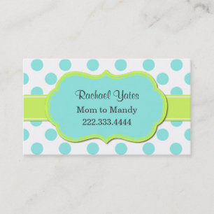 Chartreuse & Aquamarine Mam Play Date Card Contactkaartje