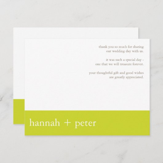 Chartreuse Banner: Thank You kaart (Voorkant / Achterkant)