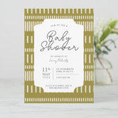 Chartreuse beige gestreept geslachtsneutraal kaart (Staand voorkant)