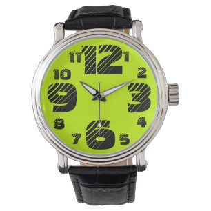 Chartreuse/Black Mannen Big Number Watch Horloge