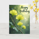 Chartreuse Blad Verjaardagskaart Kaart (Gele Bloem)
