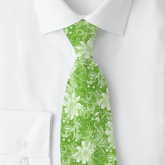 Chartreuse Bloem Batik Stropdas