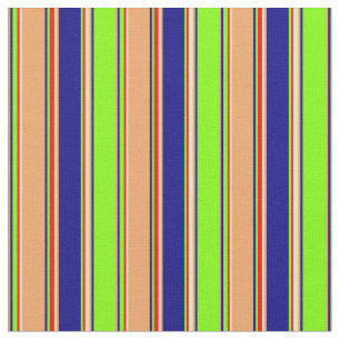 Chartreuse, Blue, Brown, Goldenrod en Red Lines Stof