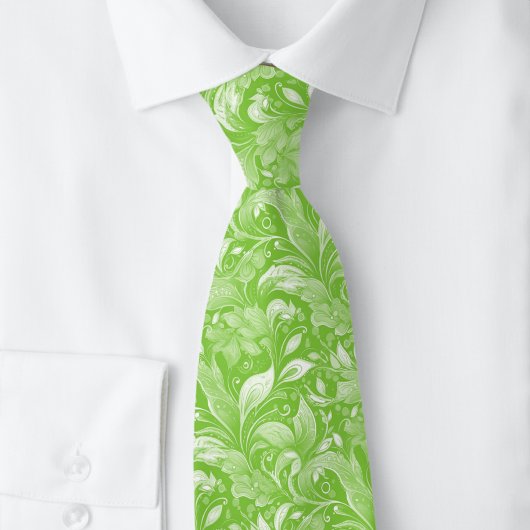 Chartreuse Botanische Batik Stropdas