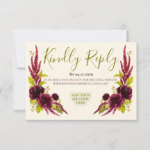 Chartreuse & Bourgondië Bloemen Bruiloft RSVP Kaar