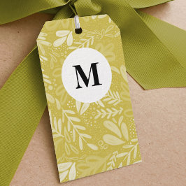 Chartreuse Bramble | Festive Botanical Monogram Cadeaulabel