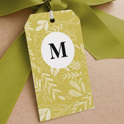 Chartreuse Bramble | Festive Botanical Monogram Cadeaulabel
