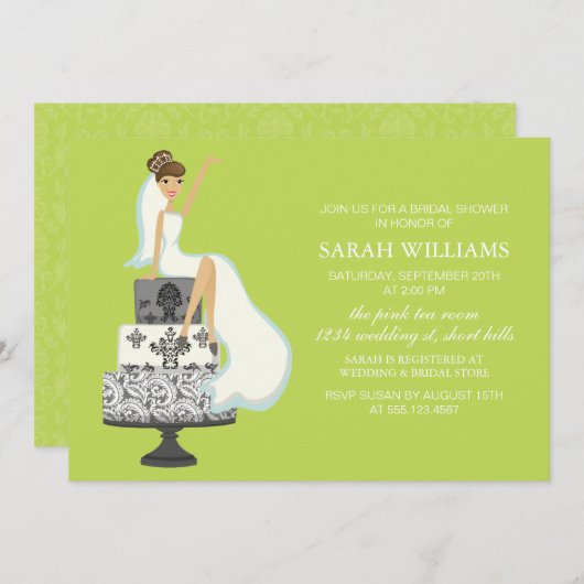 Chartreuse Bride op bruiloft Cake Kaart (Voorkant / Achterkant)