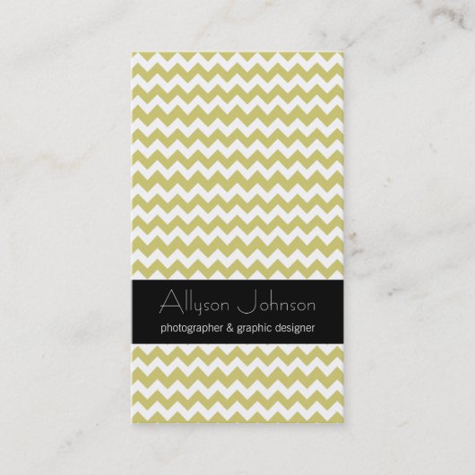 Chartreuse Chevron Design Visitekaartjes (Voorkant)