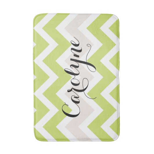 Chartreuse Chevron Patroon Gepersonaliseerd Badmat (Voorkant Verticaal)