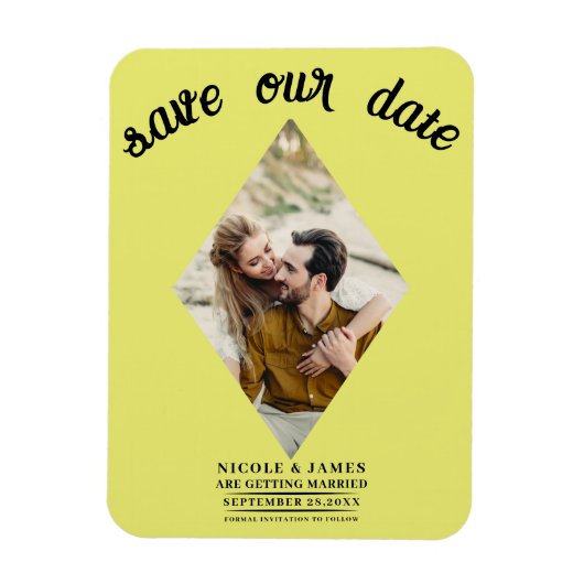 Chartreuse diamant foto trouw save the date magneet (Verticaal)