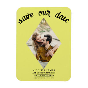 Chartreuse diamanten foto trouwkaart save the date magneet
