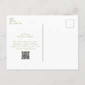 Chartreuse Eenvoud Monogram QR De datum opslaan Briefkaart (Achterkant)