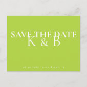 Chartreuse Eenvoud Monogram QR De datum opslaan Briefkaart (Voorkant)