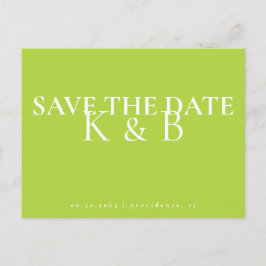 Chartreuse Eenvoud Monogram QR De datum opslaan Briefkaart