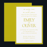 Chartreuse Elegant Classic Wedding Parents Host Kaart<br><div class="desc">Make your wedding announcement unforgettable with our Formal Elegant Wedding Invitation Template. Perfectly crafted for parents hosting the special day, this chartreuse green and white invitation features a simple frame and elegant typography for the spouse's names and the wedding information. Fully customizable, this template allows you to personalize every detail...</div>