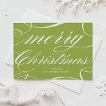 Chartreuse Elegant Script Flourish Merry Christmas Feestdagenkaart<br><div class="desc">Moderne vakantiekaart met wit elegant kalligrafiescript. Deze kaart is beschikbaar in andere kleuren: overeenkomende objecten en vergelijkbare objecten zijn beschikbaar. prettige feestdagen!</div>